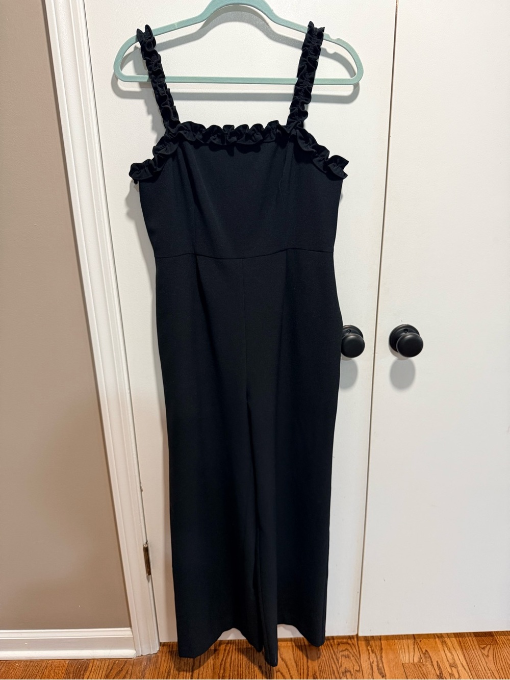 Chelsea28 Black Ruffle Strap Jumpsuit